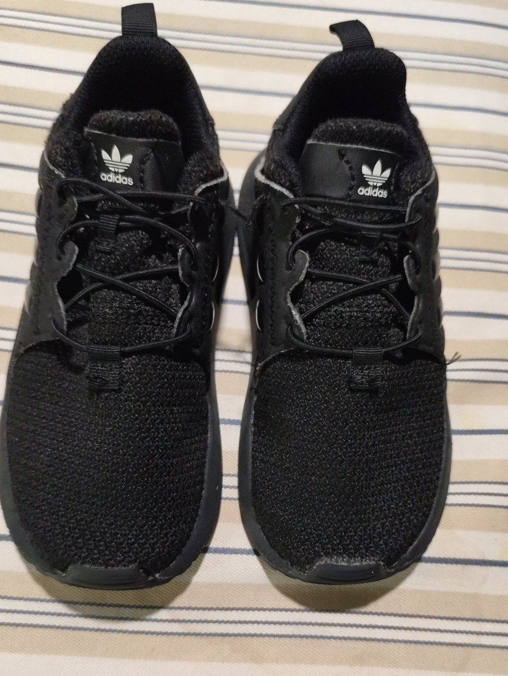 adidas Black Knit Running Shoes with Trefoil